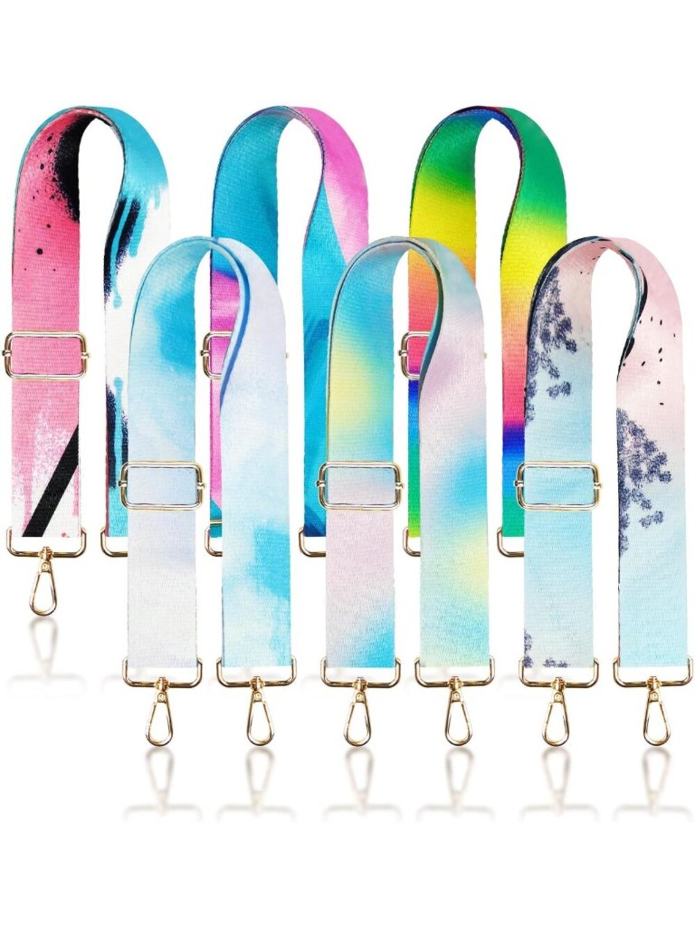 6 Pack Replacement Crossbody Purse Straps - 1.5" Adjustable Handbag Shoulder